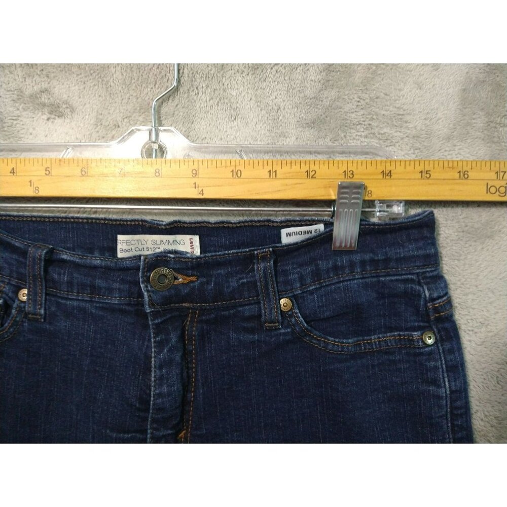 Levis 512 Jeans Womens 12 Blue Denim Perfectly Slimming Boot Cut Stretch Western - Picture 3 of 9